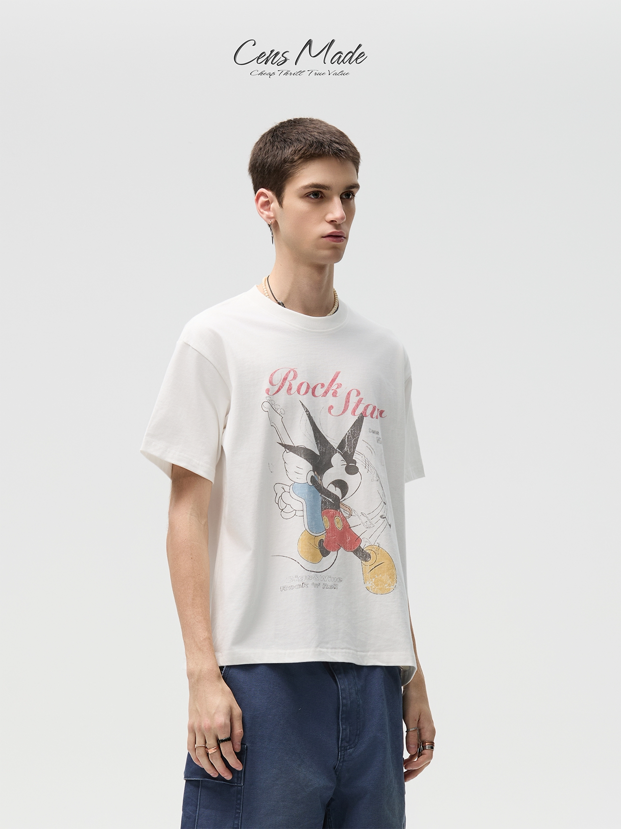 CENSMADE Mickey Old Printing Skin-friendly Tee