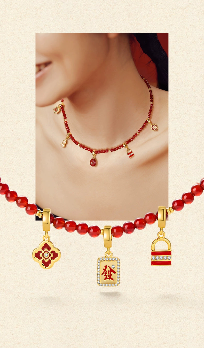 ZEGL Small Square Bean Agate Pendant Bracelet