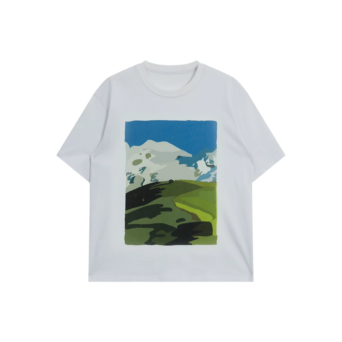 FUNKYFUN Hand-painted Oil Painting Sense Printing Loose TEE