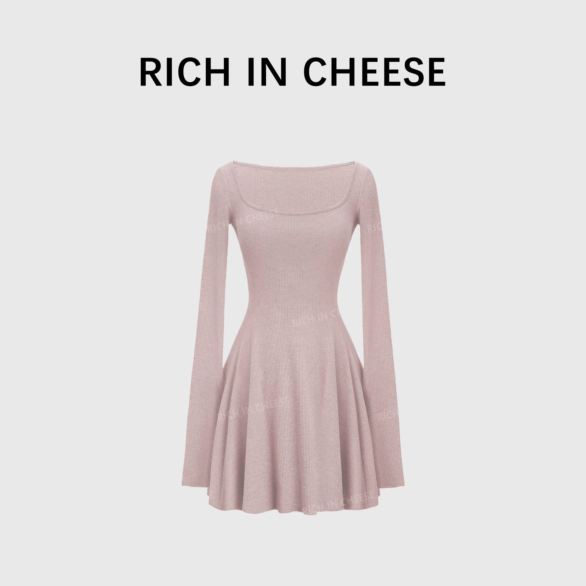 RICH IN CHEESE Knitted Waist Slim Dress