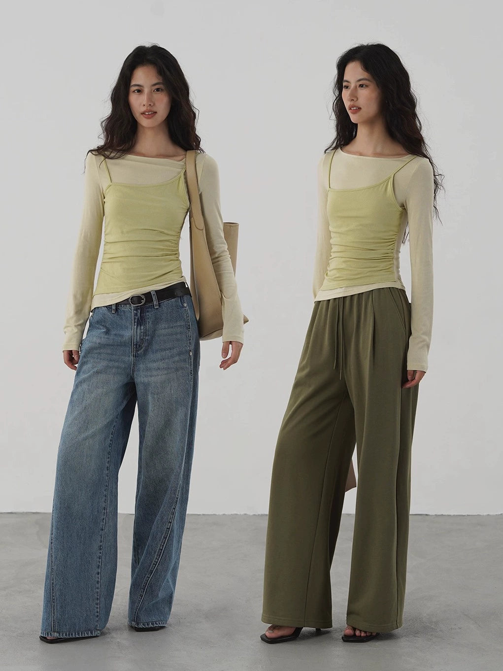 EIGHTHMONTH Suspender Fake Two-piece Splicing Slim-fit Pleated Long Sleeve