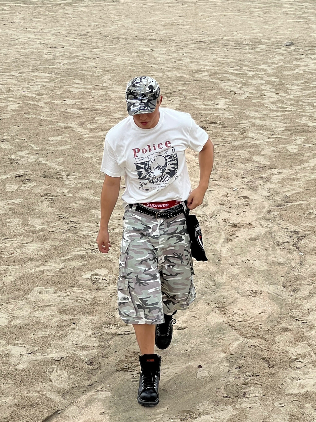 CHAI Camouflage Casual Versatile Canvas Cropped Pants