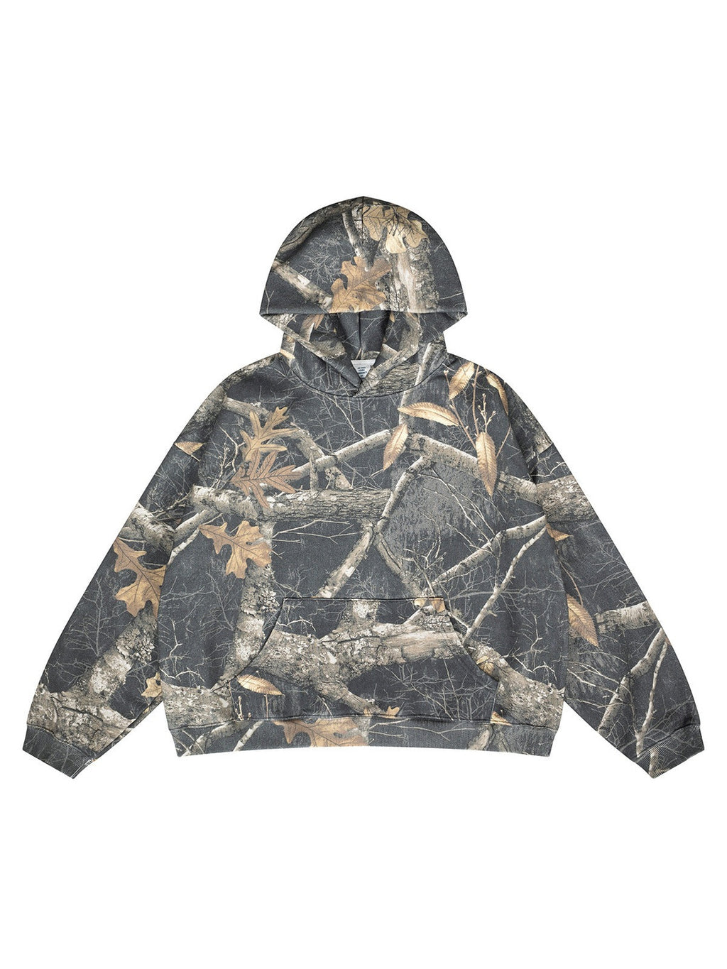 SUPER WAY Fleece Full-print Branch Camouflage Hooded Sweater