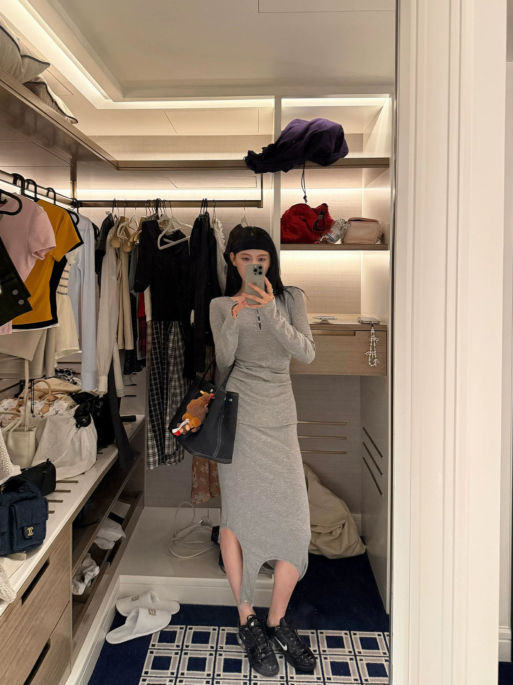 YOUNG KYLIN Slim-fit Two-wear Design Long-sleeved Dress
