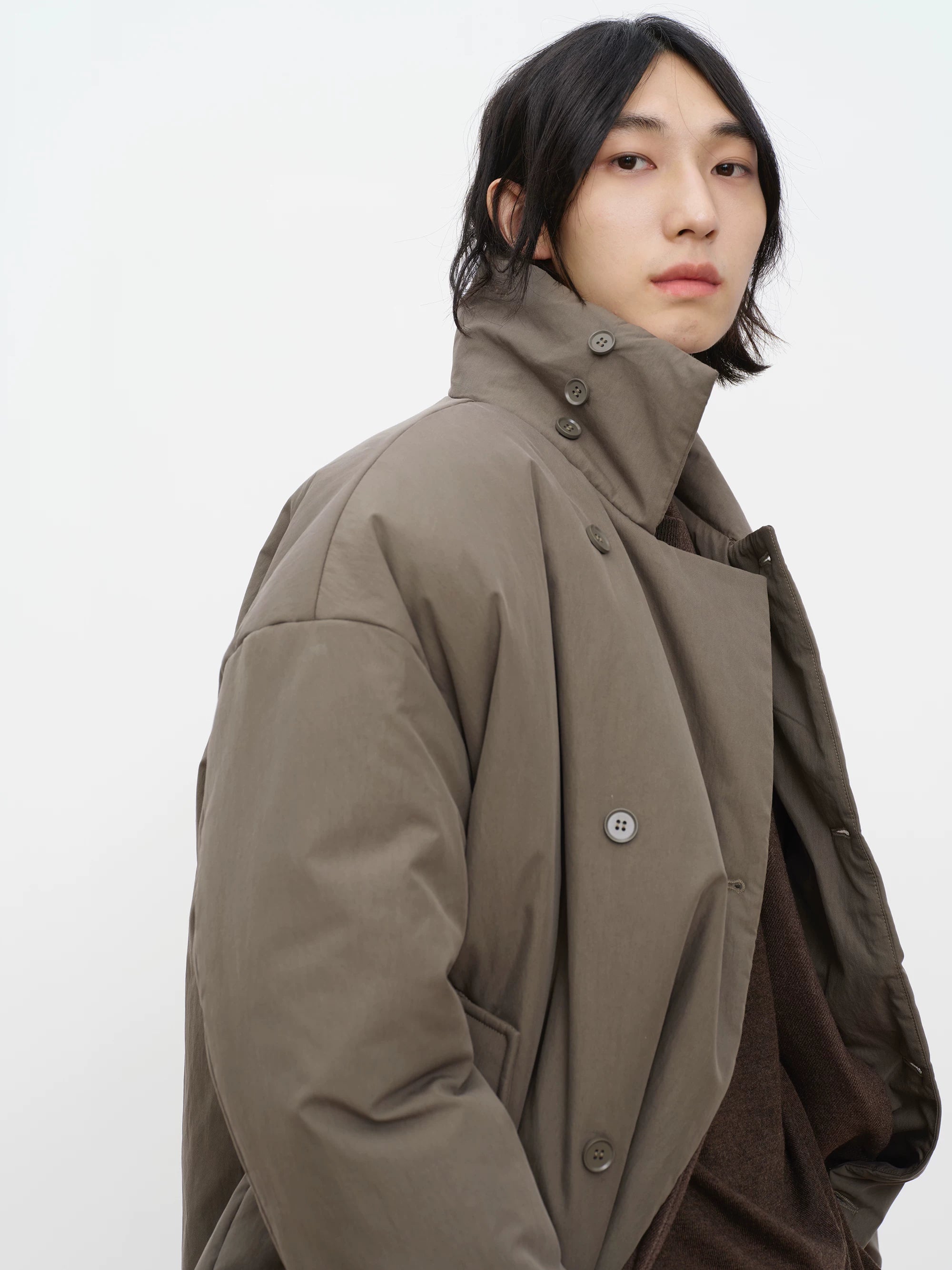 COLN Turtleneck Button Cotton Jacket