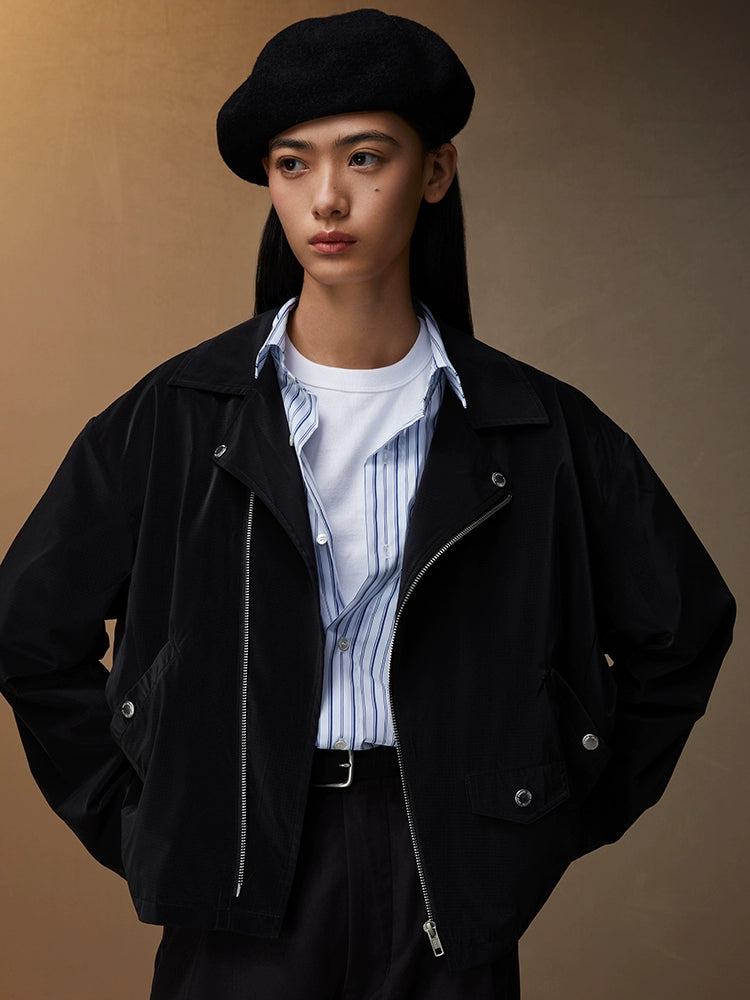 SUPERTOFU Diagonal Zip Lapel Trench Coat