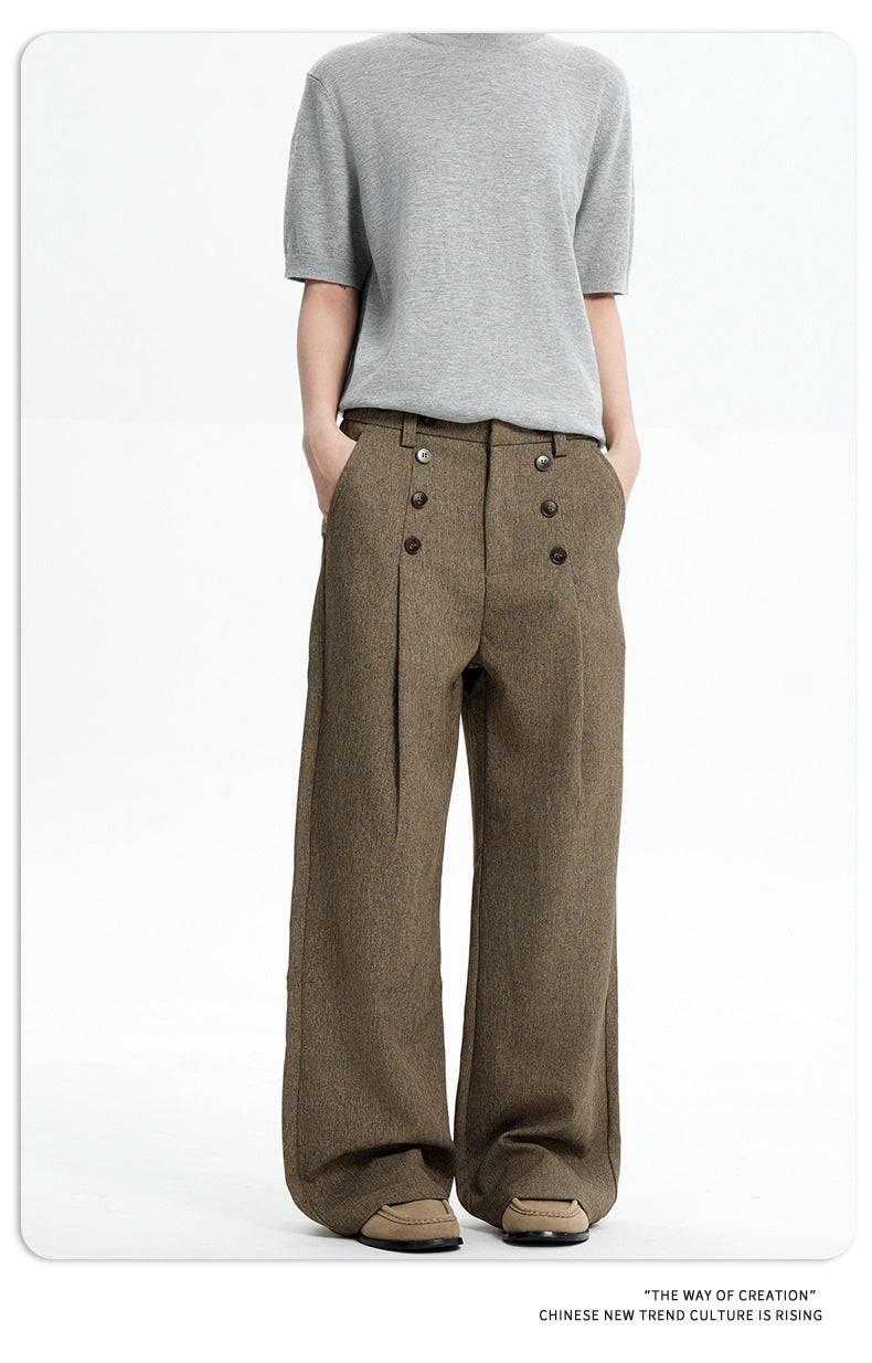 11KN Retro Pleated Loose and Thin Trousers