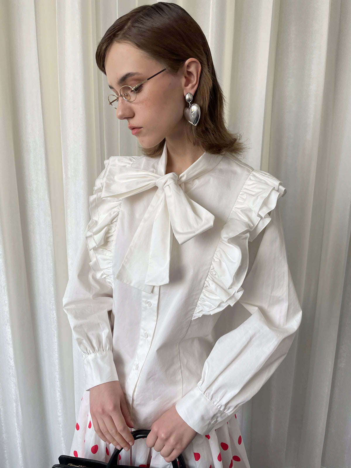 Loosesmell Irregular Bow Tie-Up Shirt