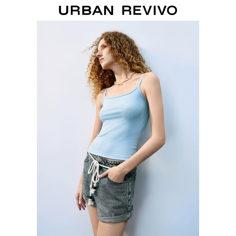 URBAN REVIVO Casual Slim Fit Versatile Crew Neck Sling Vest