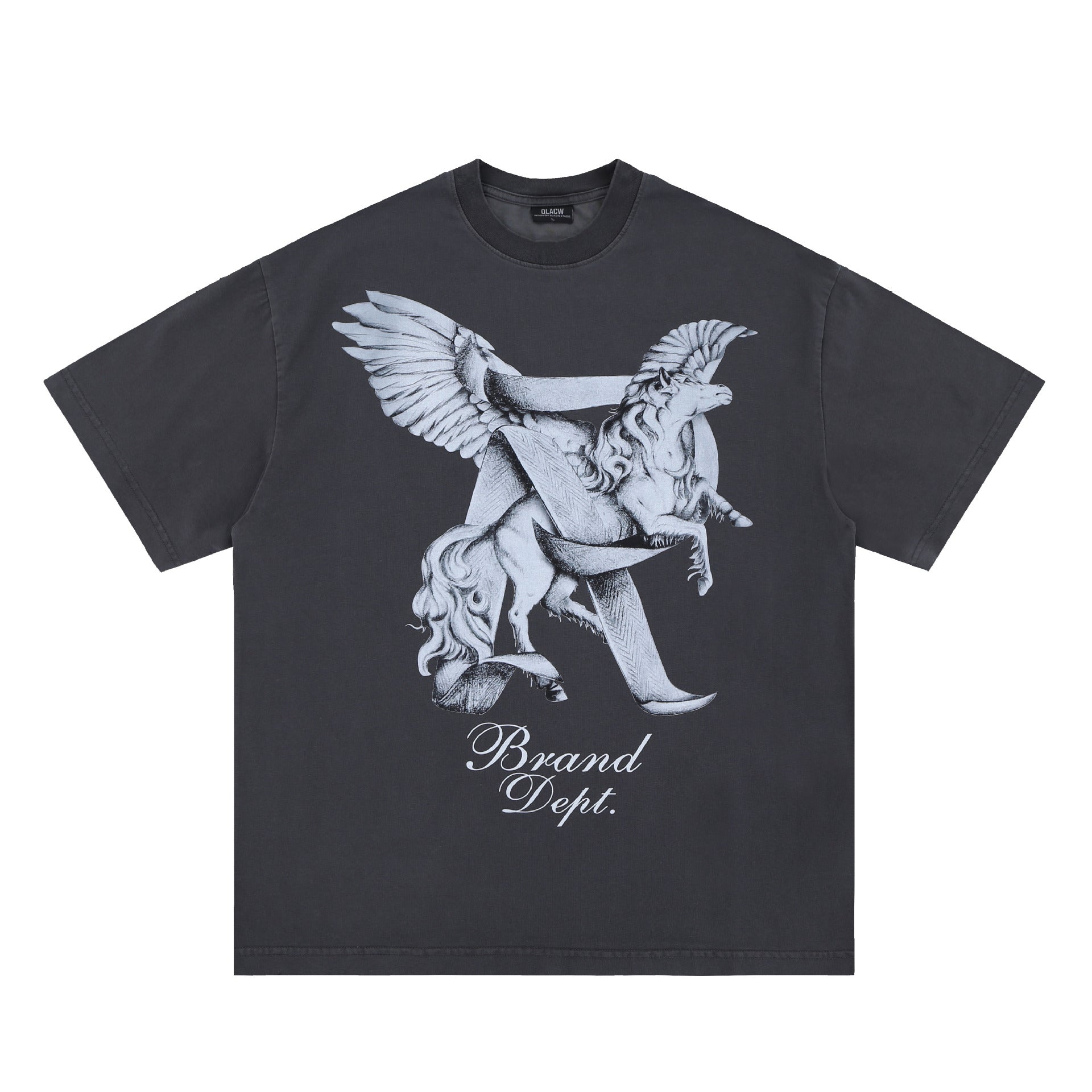 SUPER WAY Pegasus Printing Tide Brand Printing Loose and Versatile Tee