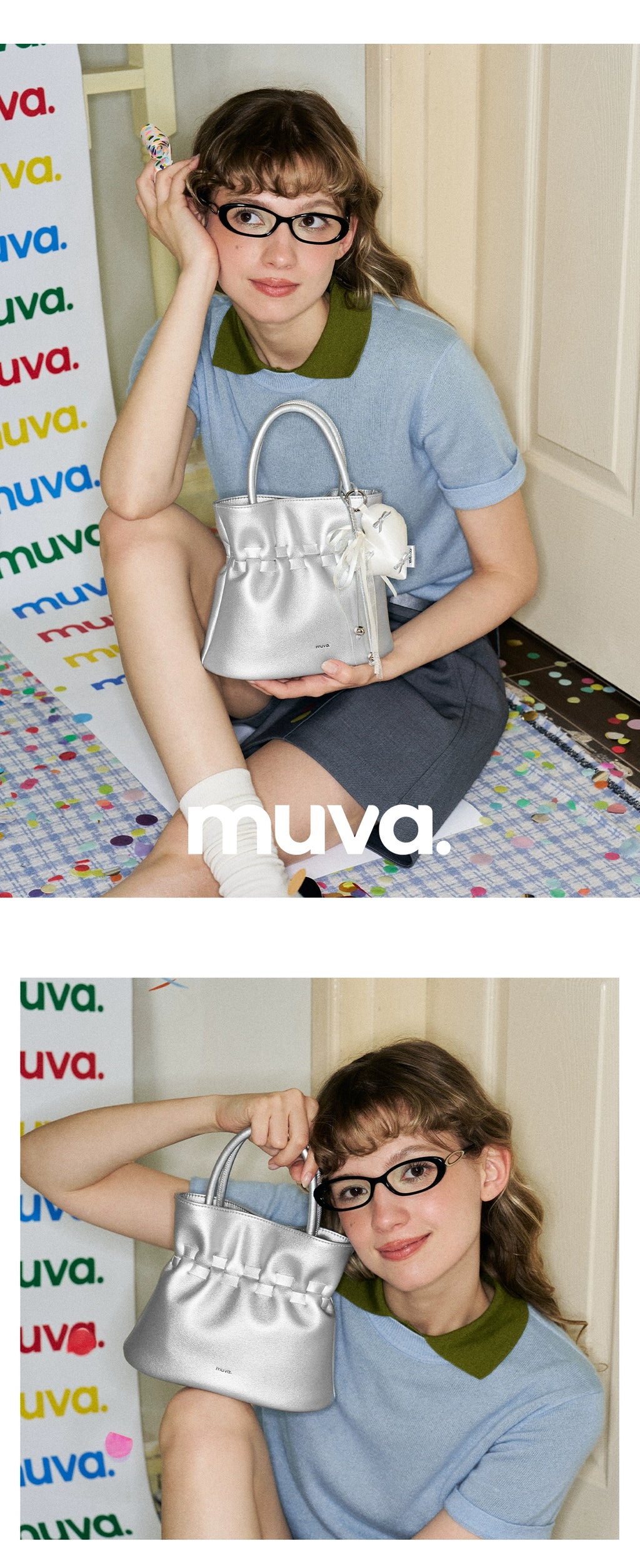 MUVA Delicate Pleated Bow Tote Bag