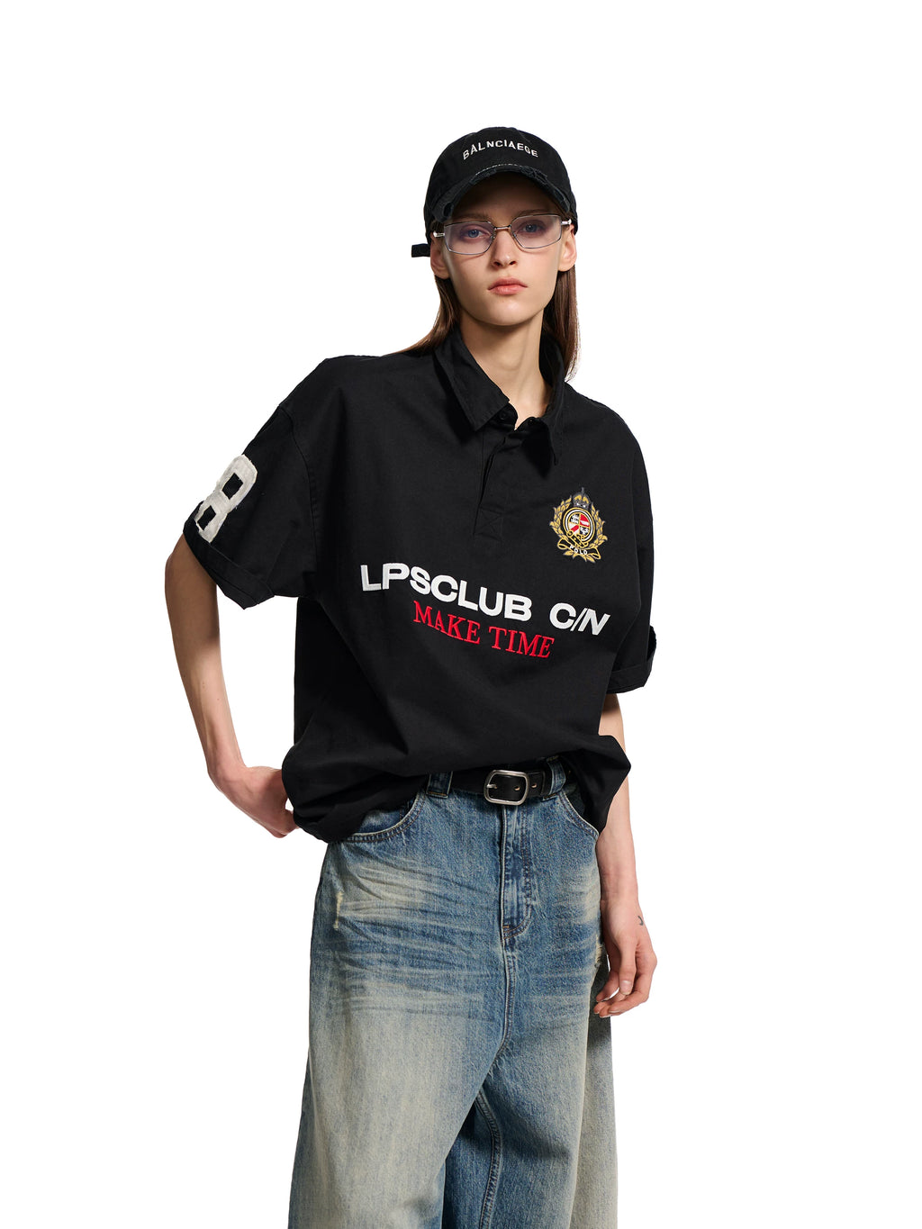 Loopsoon Vintage Embroidery Letter Badge Tee