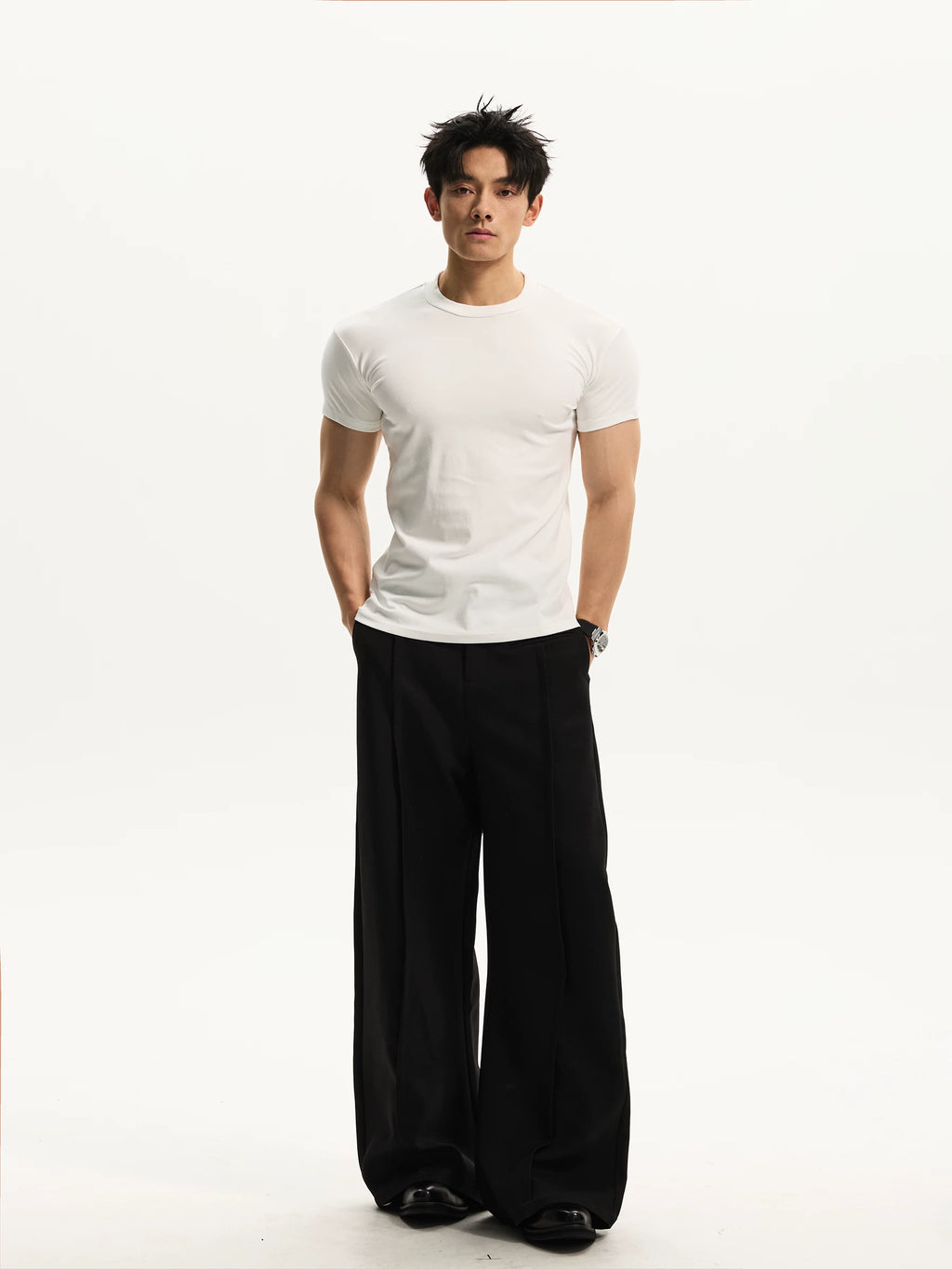 DAY NY Simple Casual High Elastic Front Shoulder Tee