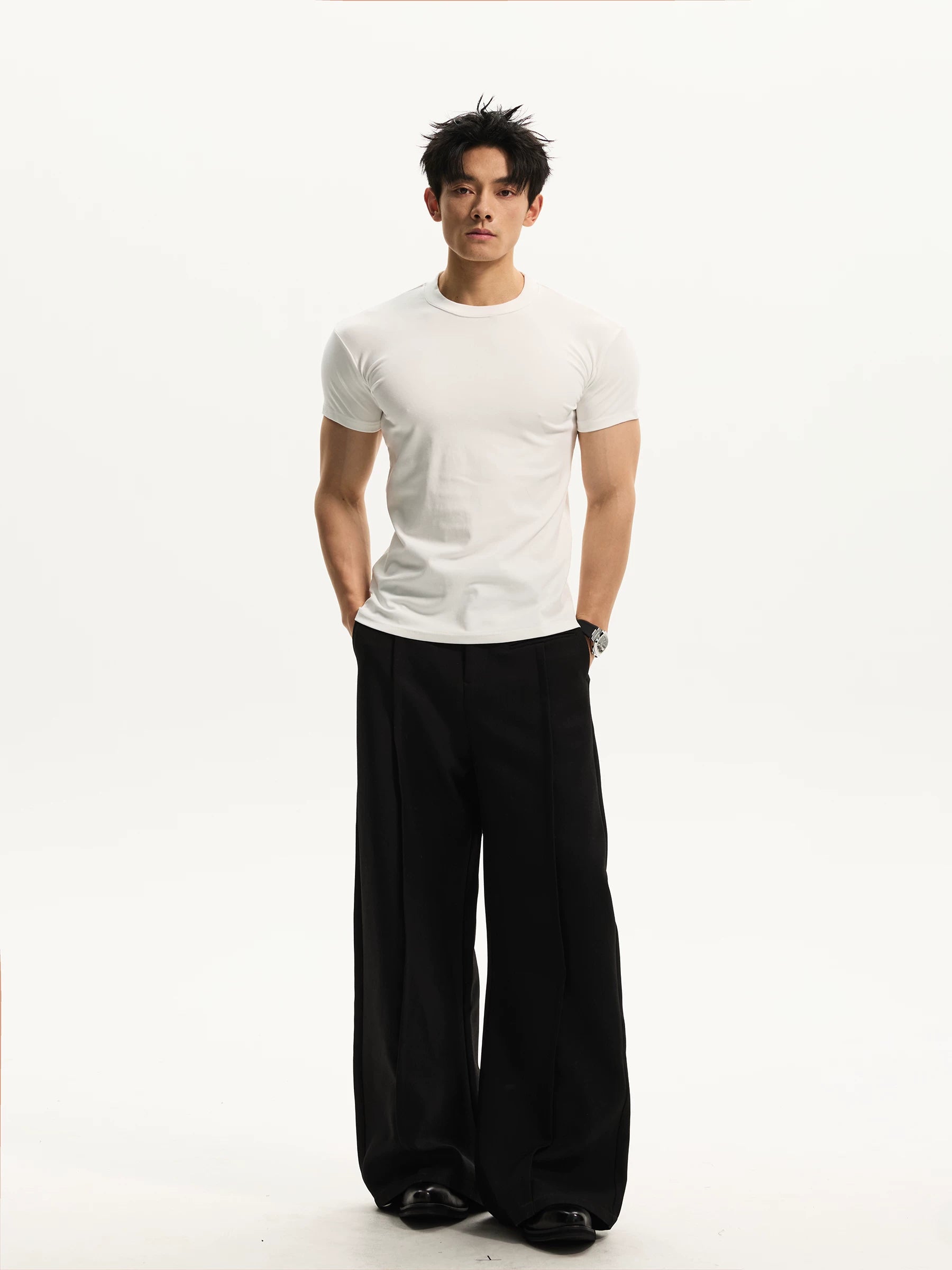DAY NY Simple Casual High Elastic Front Shoulder Tee