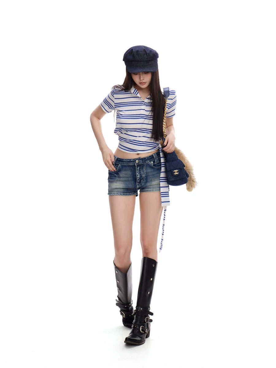 WITHMIN Striped Slim Slim Strap Tee