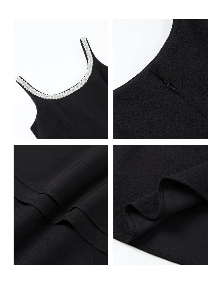 NEVA HU Beaded Temperament Suspender Dress
