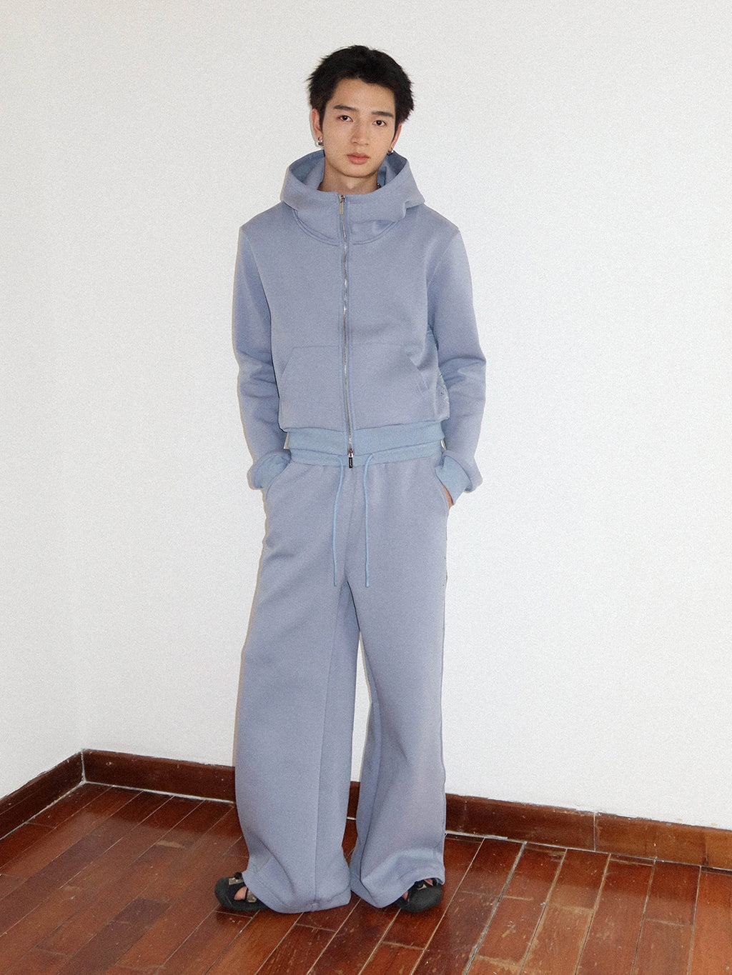 FUNKYFUN Loose-fitting Wide-leg Side-seam Pin-printed Casual Sweatpants