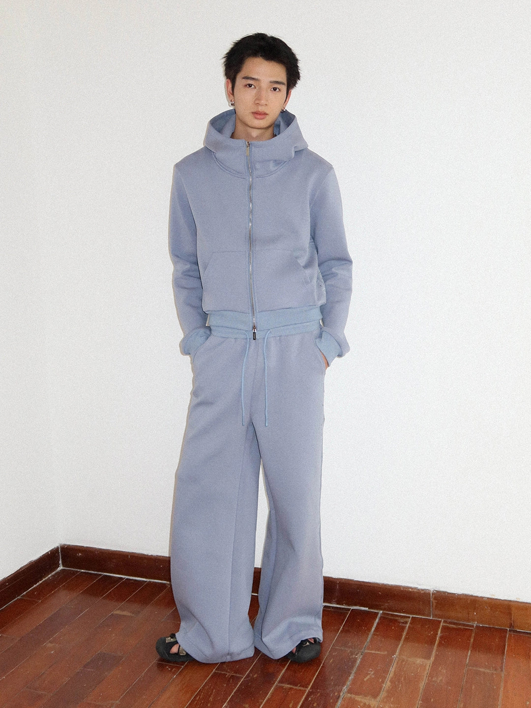 FUNKYFUN Loose-fitting Wide-leg Side-seam Pin-printed Casual Sweatpants