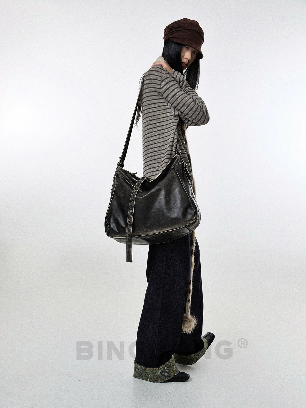 BINGBONG Retro Commuter Tote Bag Large Capacity Slack Bag