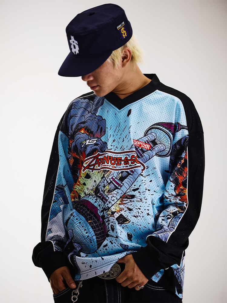 AVENUESON Comic Style Theme Quick-drying Breathable Long-sleeved T-shirt
