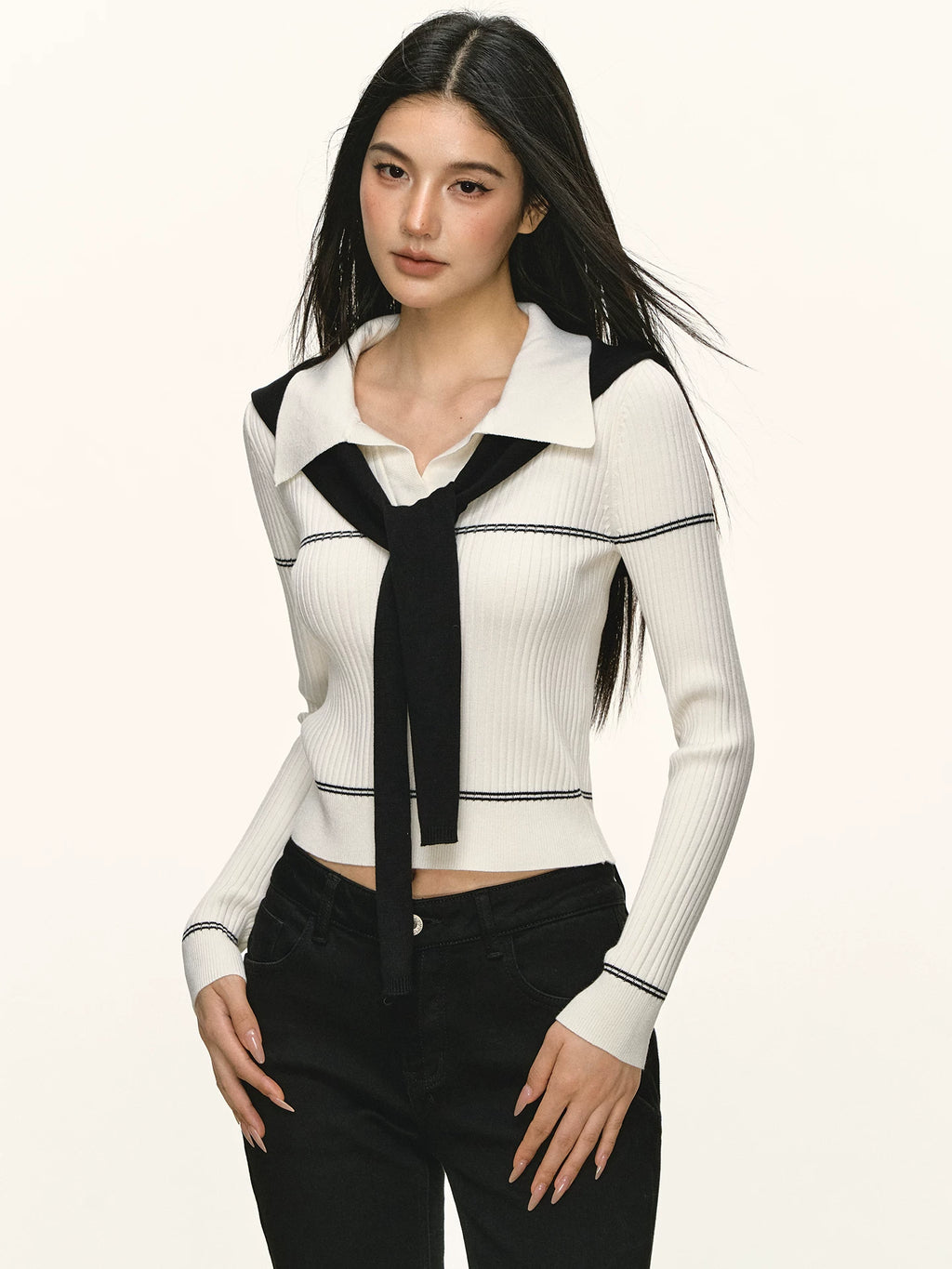 Anna Aneae Polo Collar Short Knitted Sweater