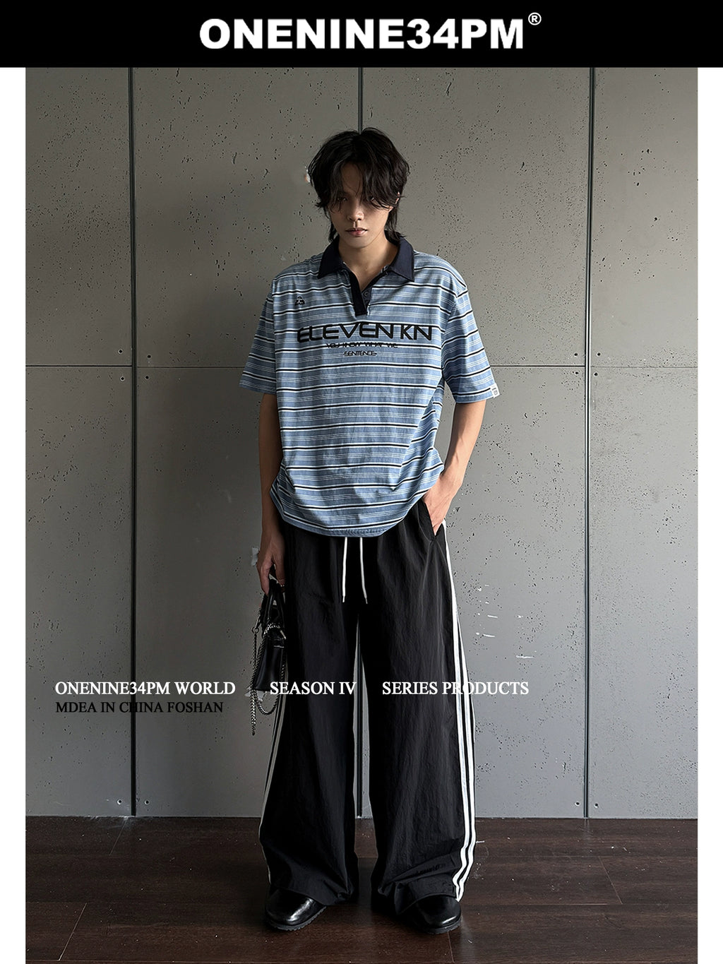 ONENINE34PM Thin Bar Sports Casual Pants