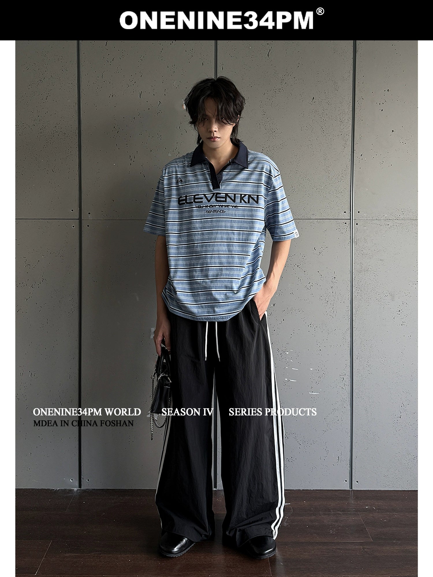 ONENINE34PM Thin Bar Sports Casual Pants