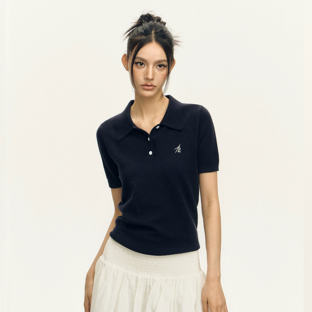 Ariseism Vintage Polo Collar Slim Knitted Tee