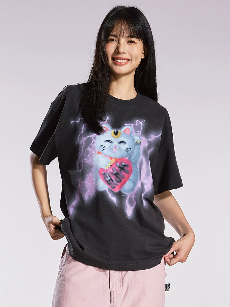 Remedy Thunderbolt Lucky Cat Loose Tee