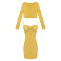 LLROGE Bow Suspender Slim Fit Dress Cardigan Set