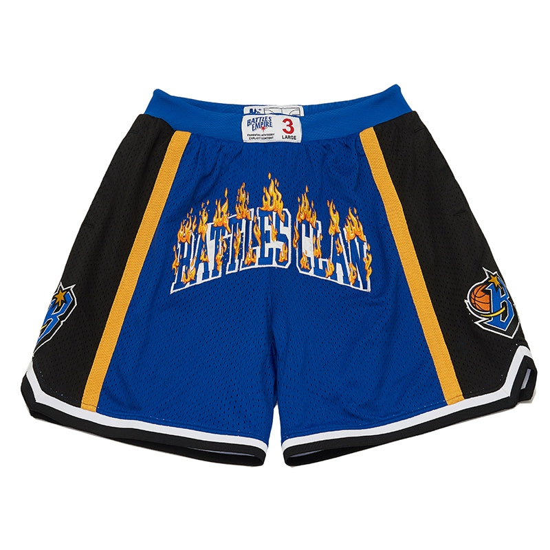 Battles Flame Embroidery Contrasting Basketball Shorts