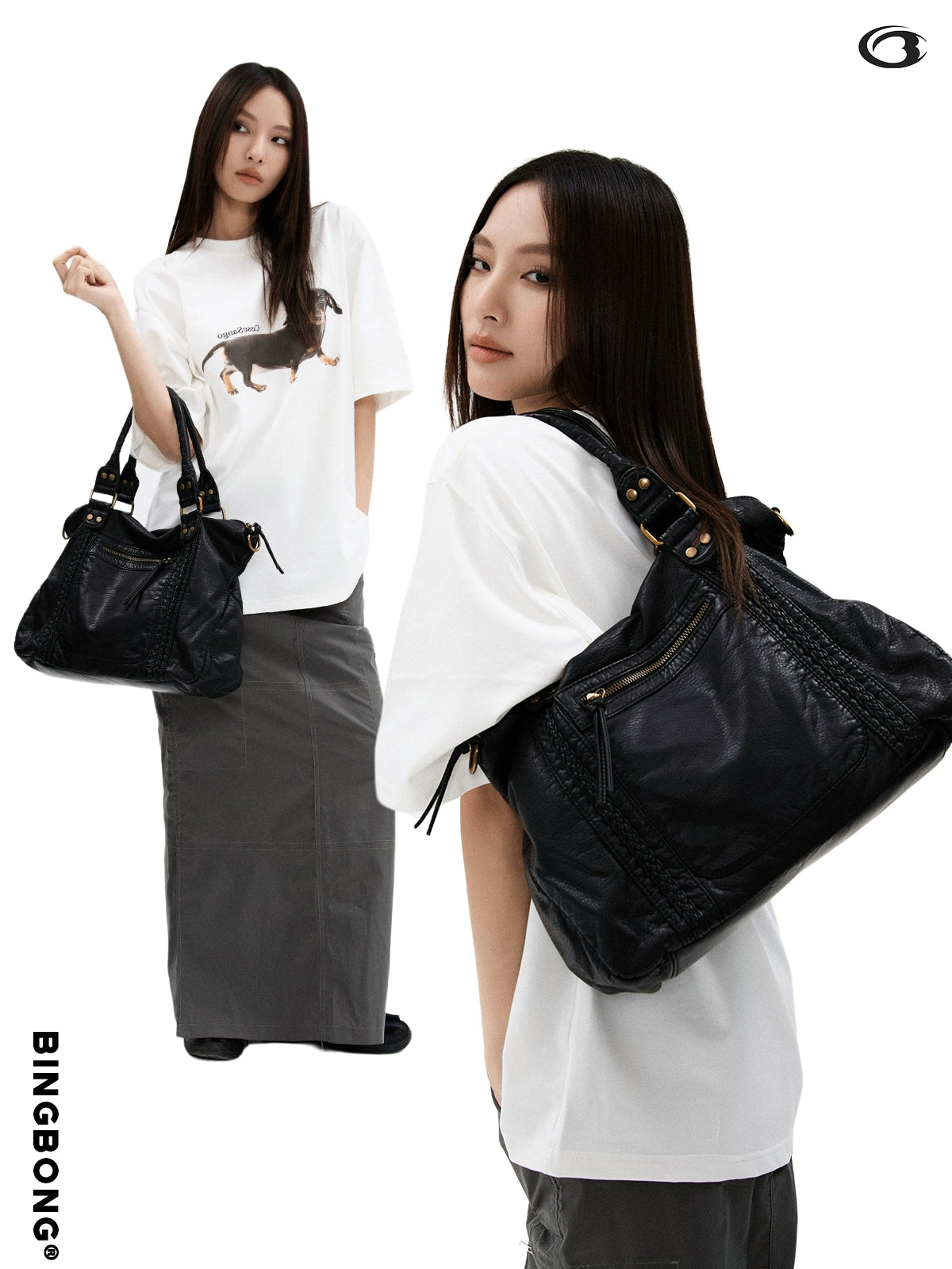 BINGBONG Retro Lazy Wind Large Capacity Messenger Tote Bag