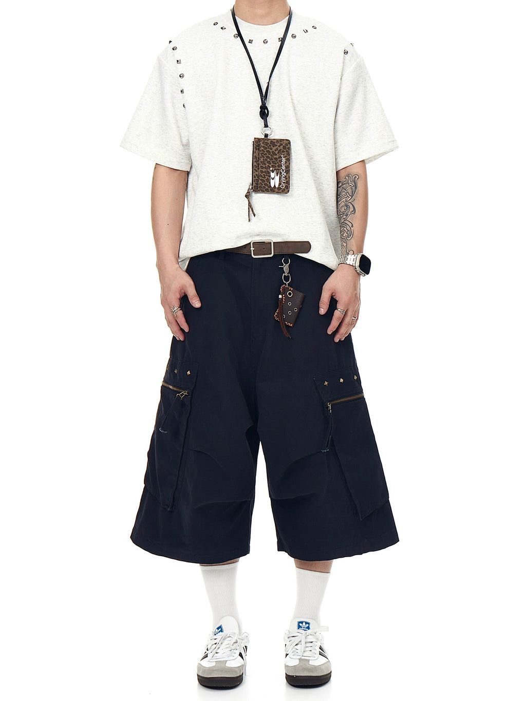 BLACKLISTS Pleated Rivet Multi-pocket Tooling Shorts