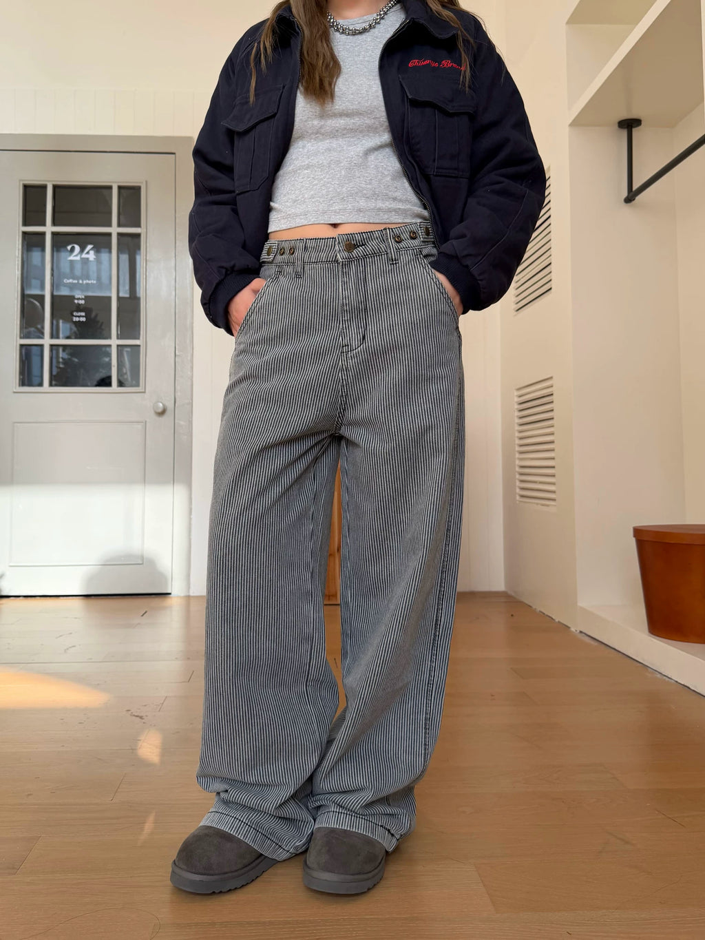CCYE Striped Alphabet Embroidered Jeans