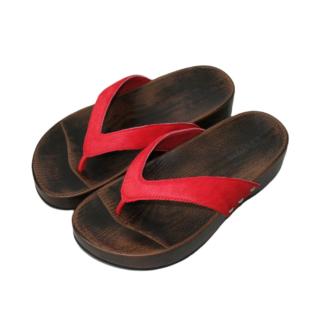 Mooreyu Thick Bottom Slope Heel Wood Bottom Versatile Vintage Slippers