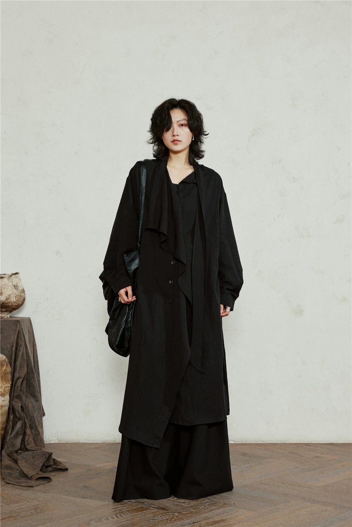 SUNYVONNE High-waisted Wide-leg Floor-length Suit Pants