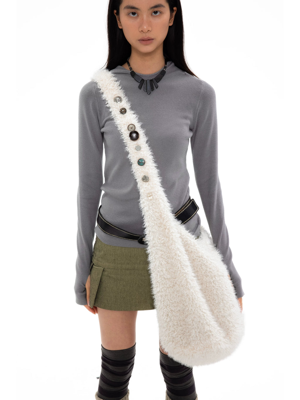 Oinimi Large Capacity Lamb Wool Oblique Span Bag