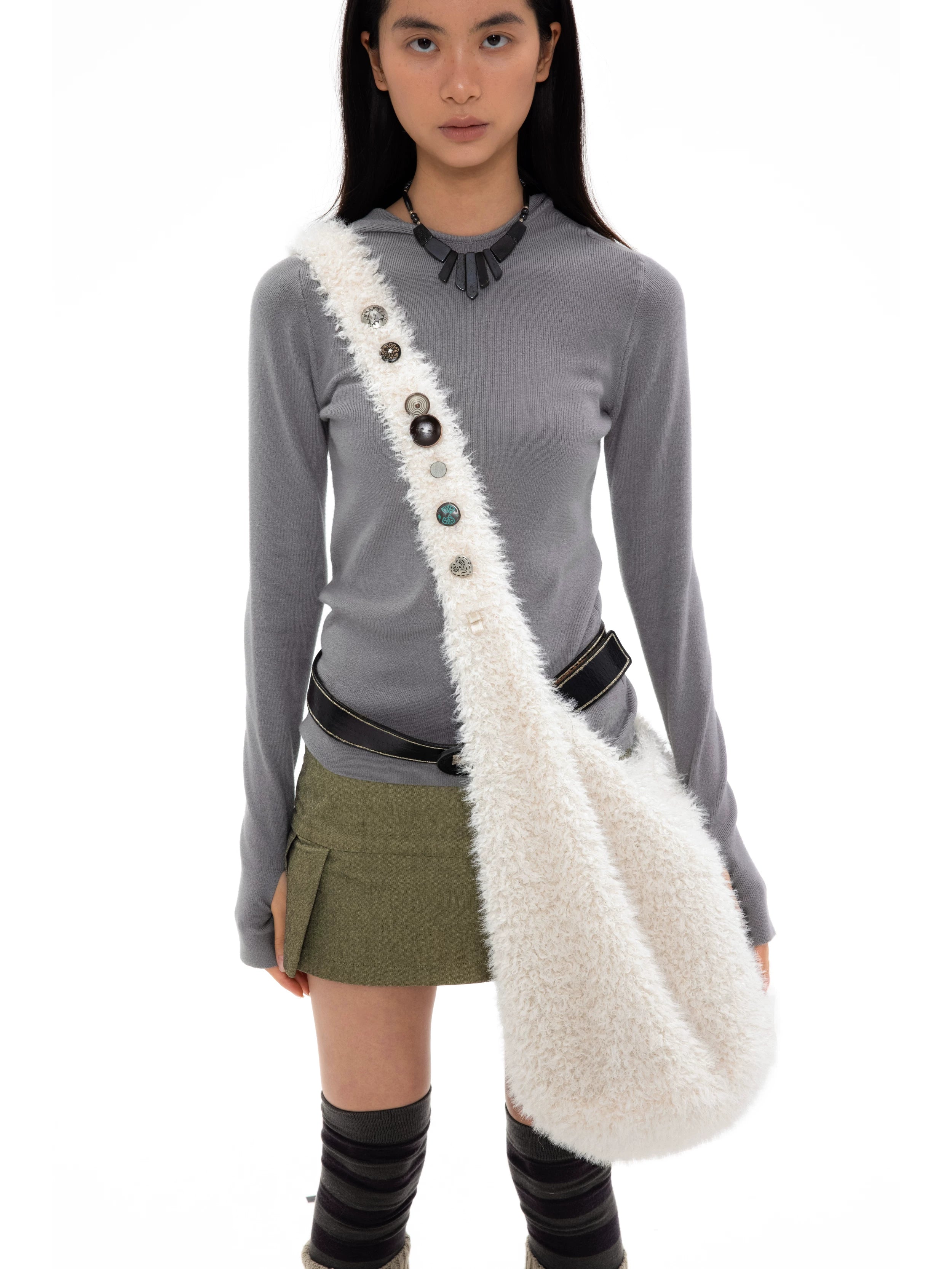 Oinimi Large Capacity Lamb Wool Oblique Span Bag
