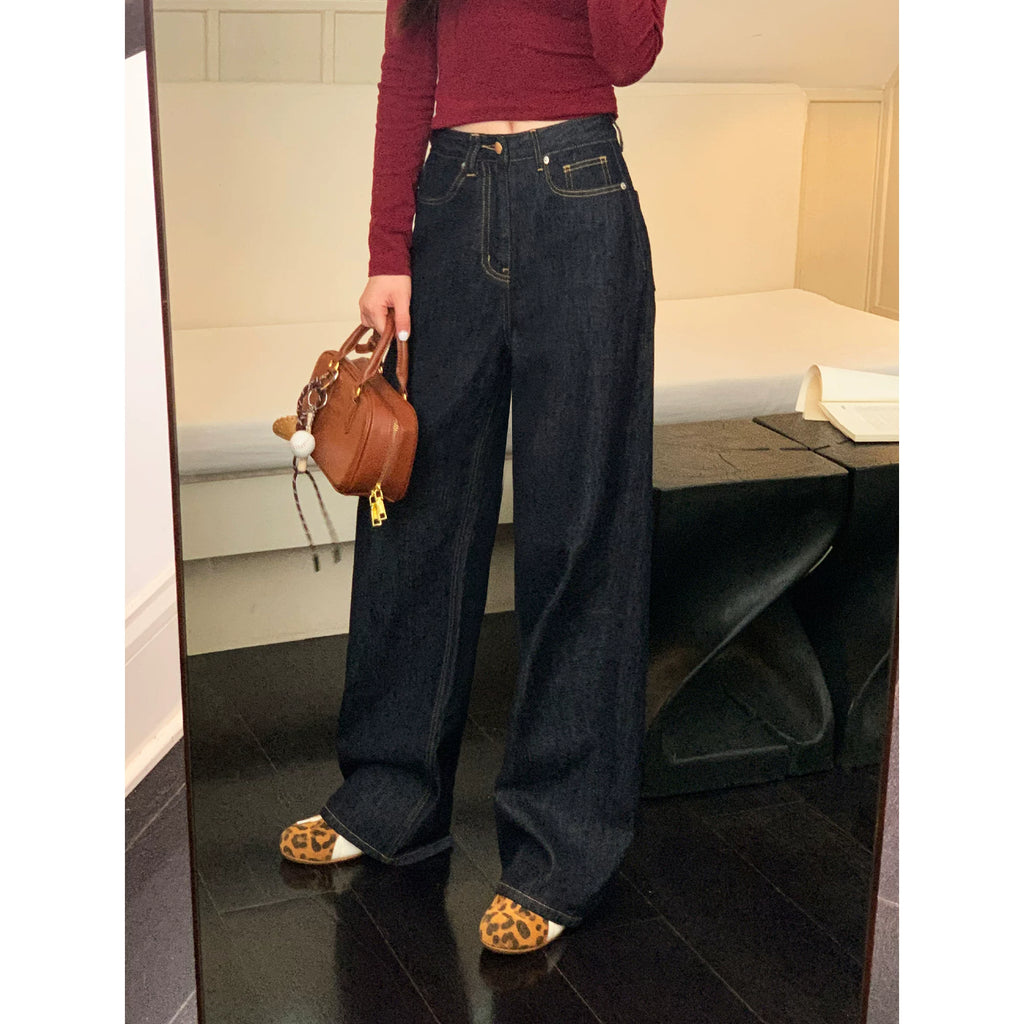 Pusumede Vintage Wide Leg Loose Skinny Straight Jeans
