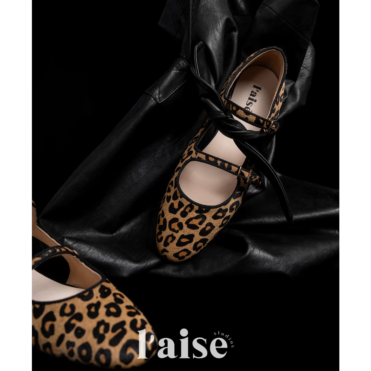 L'aise Leopard Side Hollow Mary Jane Shoes