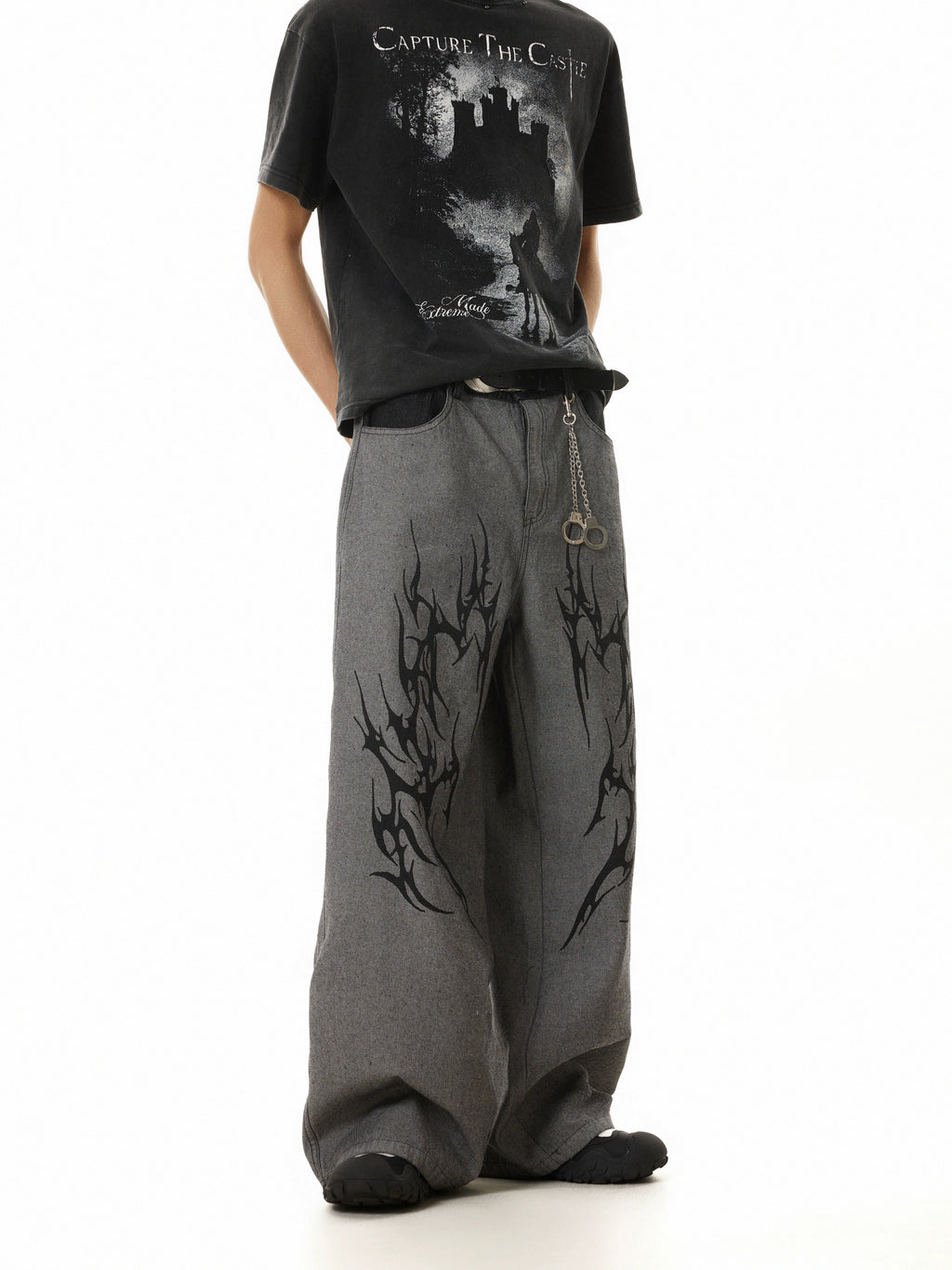 BTSG Thorn Totem Embroidery Stitching Vintage Jeans