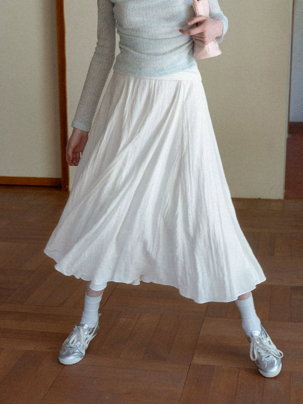 EGGKA High Waist Casual Drape Skirt