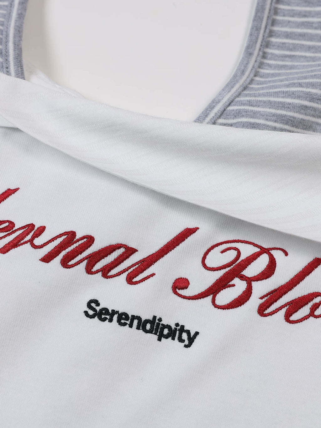 Ablueberry Striped Fake Neck Tee