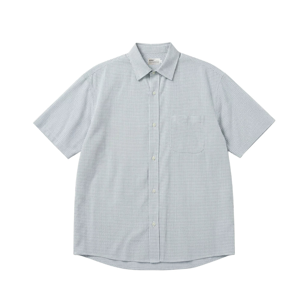 BUTTBILL Plaid Pocket Short-sleeved Shirt
