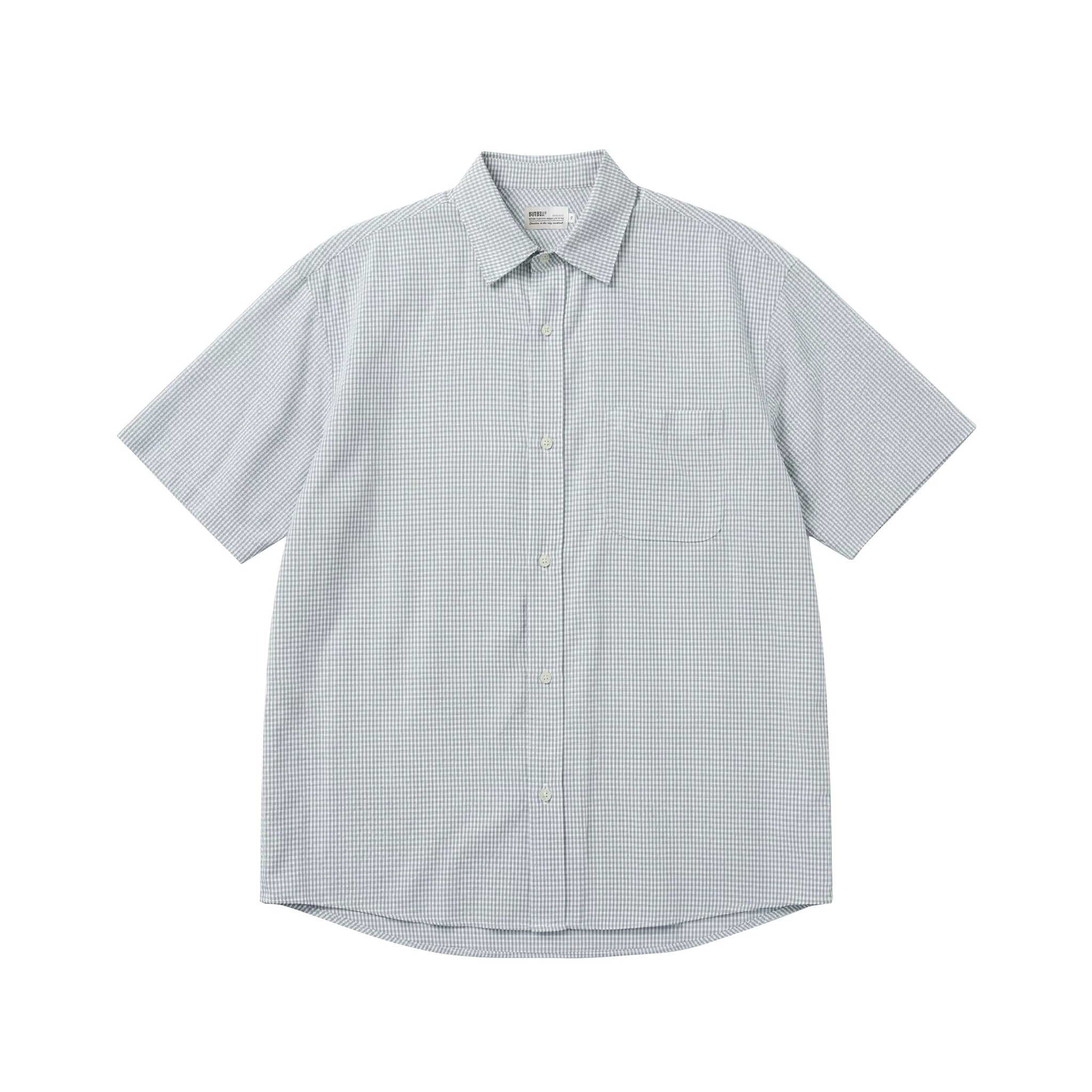 BUTTBILL Plaid Pocket Short-sleeved Shirt