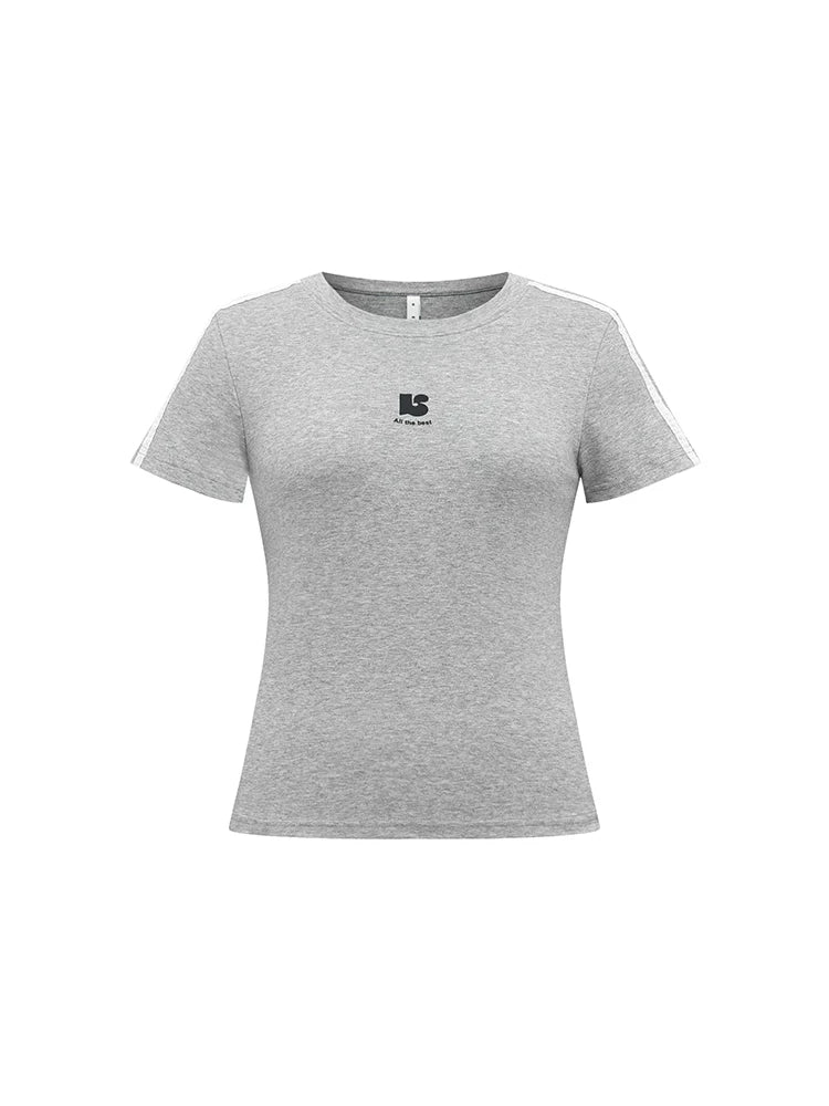 KANO Simple Letter Printing Contrasting Tee