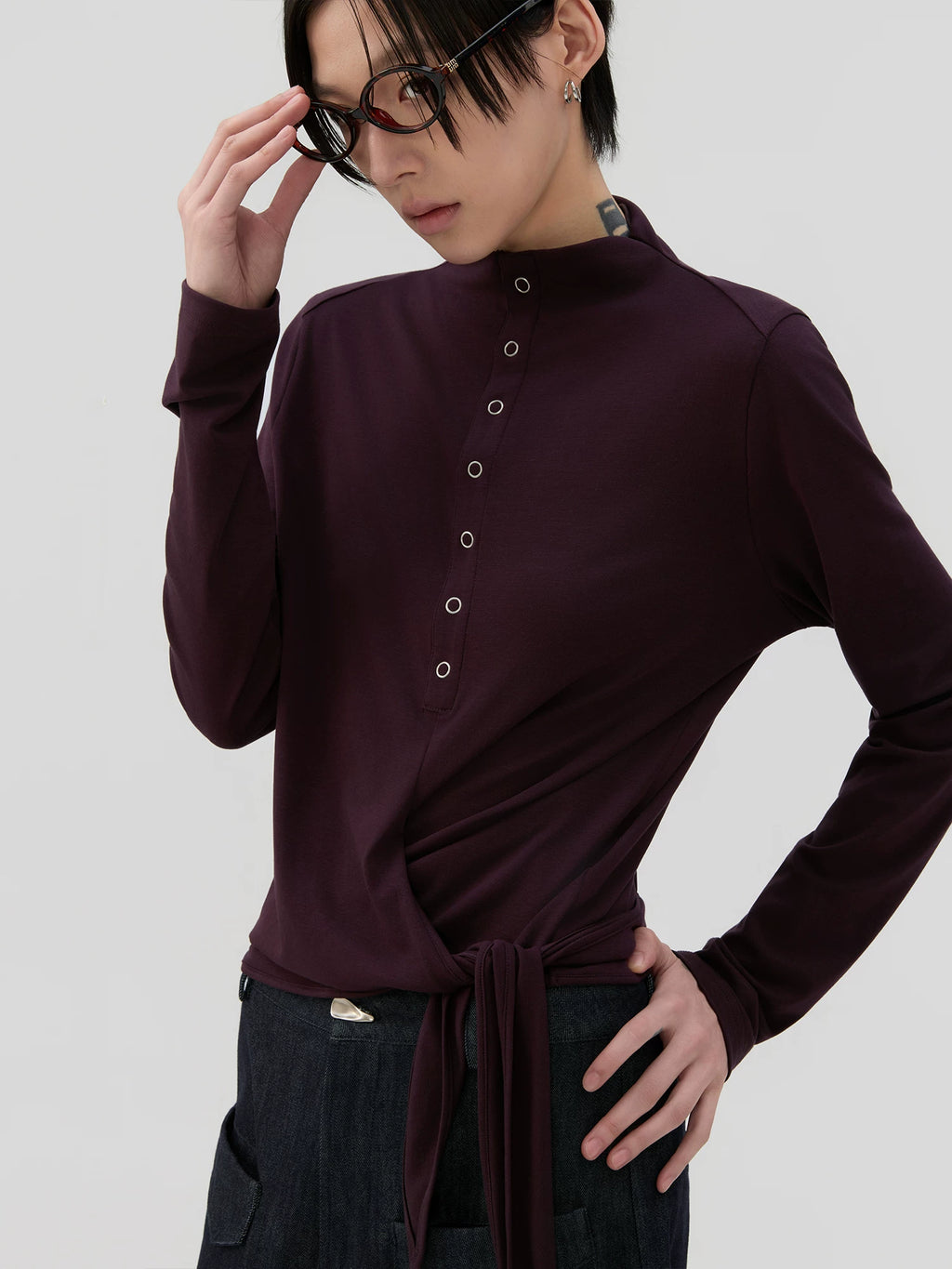 Sameuoo Hem Strap Casual Long Sleeve