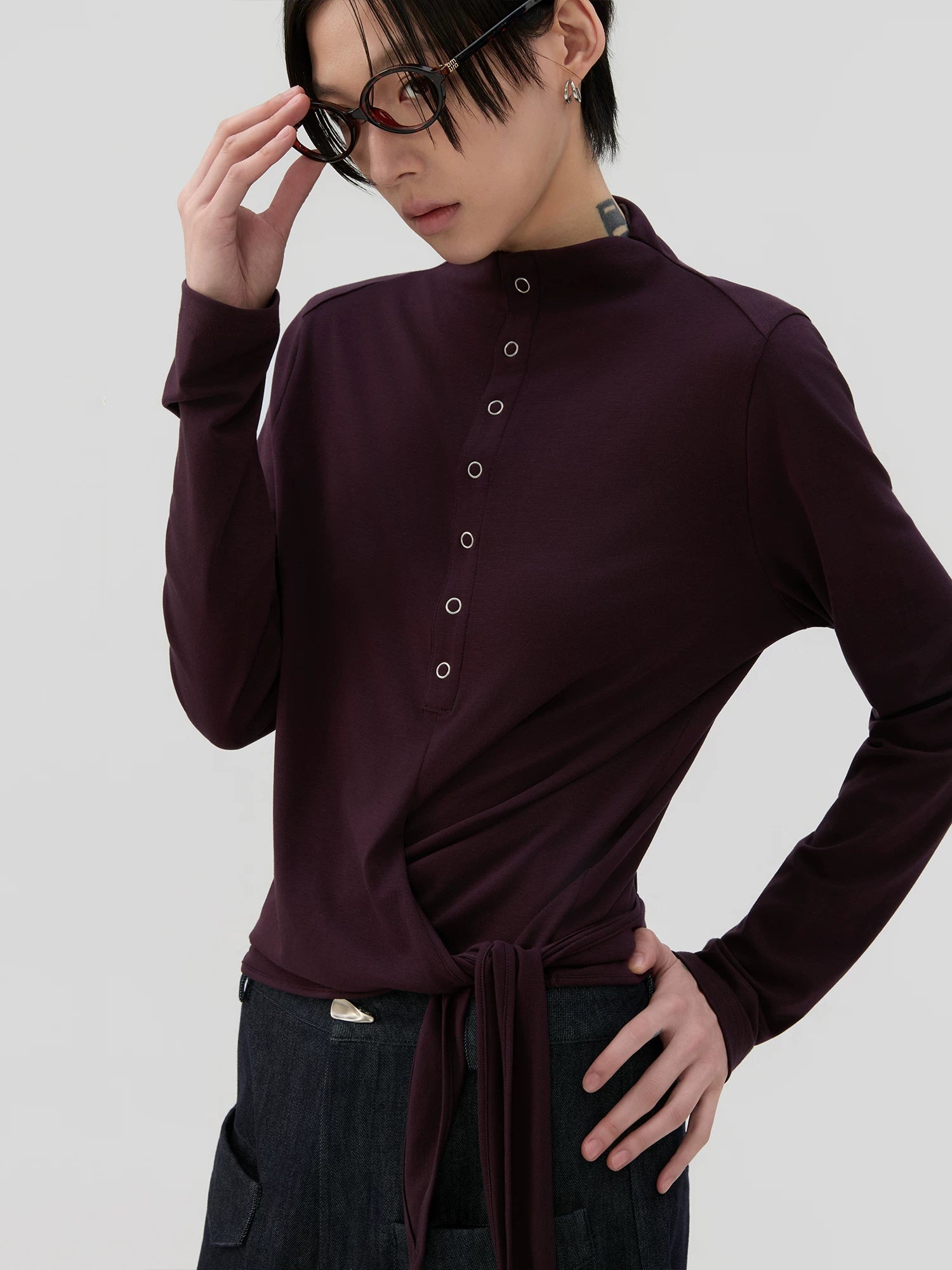 Sameuoo Hem Strap Casual Long Sleeve