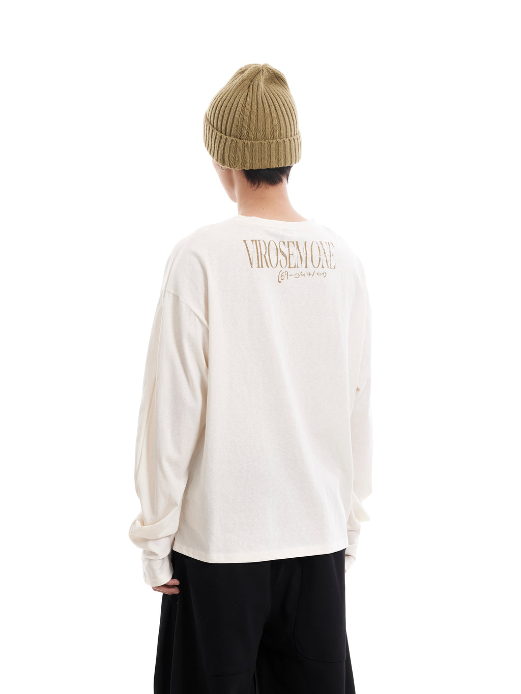 BTSG washed old character pleated long-sleeve Tee