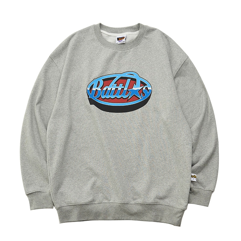 Battles Embroidered Crew Neck Casual Sweater